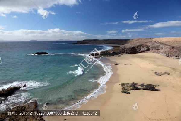 在加那利群島的蘭薩羅特島海灘；西班牙