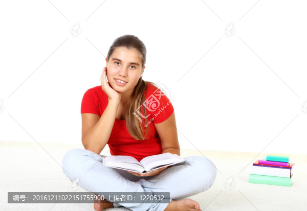 漂亮的少女與書(shū)籍