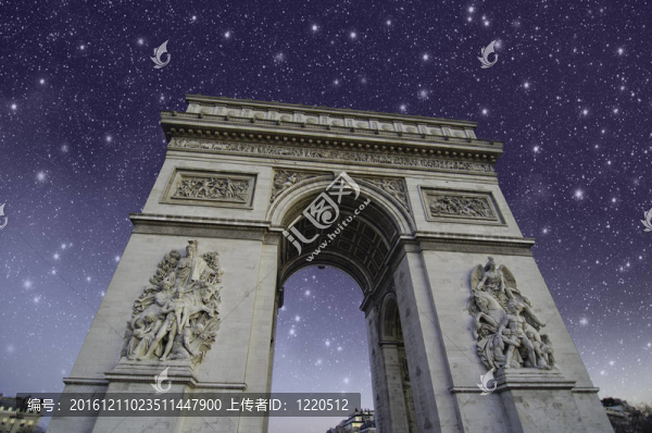巴黎凱旋門上空星夜