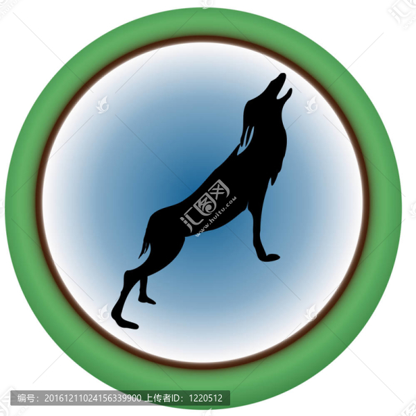 Sillhouette,Howling,Wolf在Circle