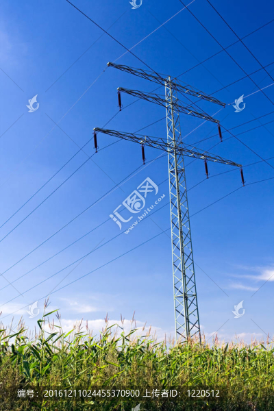 藍(lán)天上空的電力線