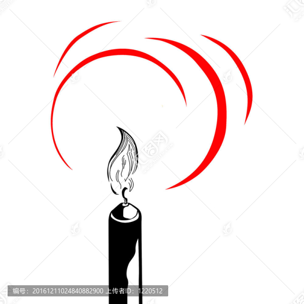 白色背景上蠟燭的輪廓