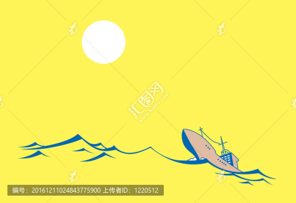 黃色背景剪影油輪