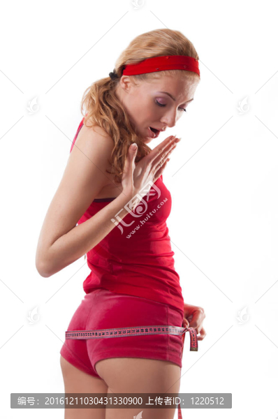 帶測(cè)量帶的女人