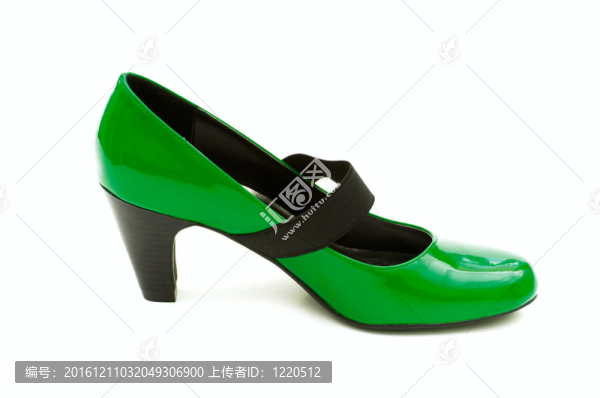 白色背景的綠色女鞋