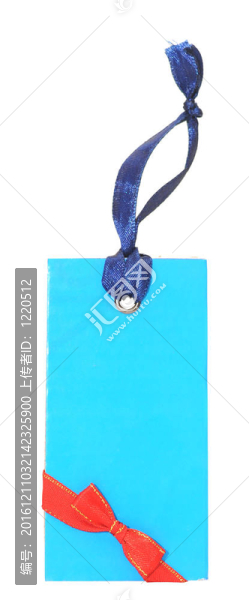 空白禮品標簽與紅色弓孤立在白色