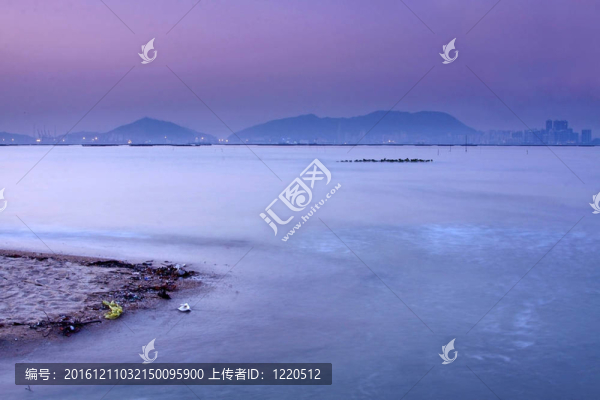 在香港冬天日落海岸