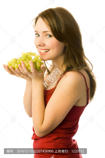 快樂(lè)女孩與葡萄