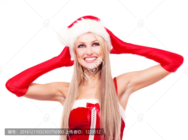 女人打扮成Santa