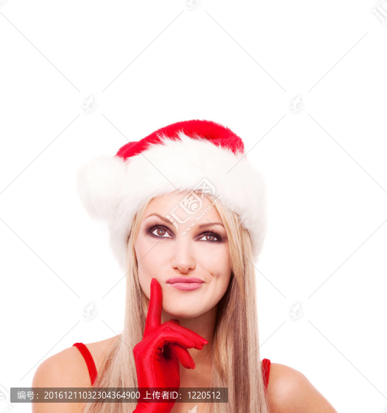 女人打扮成Santa
