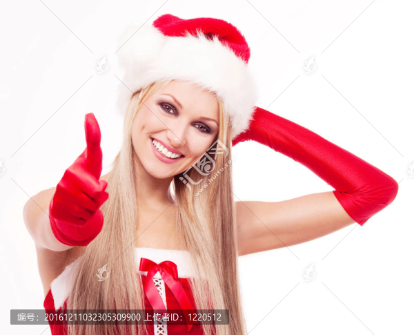 女人打扮成Santa