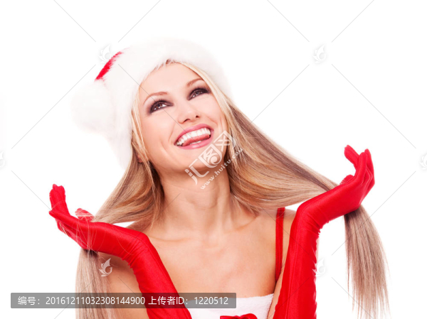 女人打扮成Santa