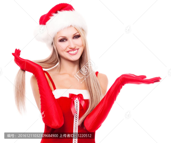 女人打扮成Santa