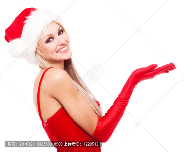 女人打扮成Santa