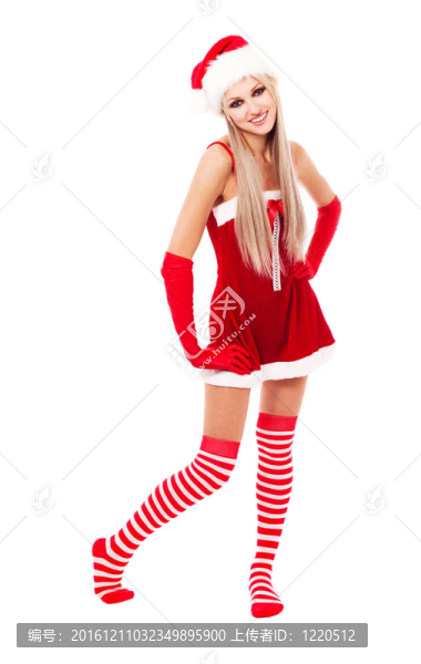 女人打扮成Santa