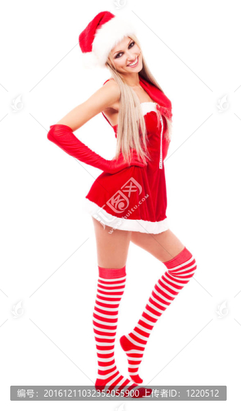 女人打扮成Santa