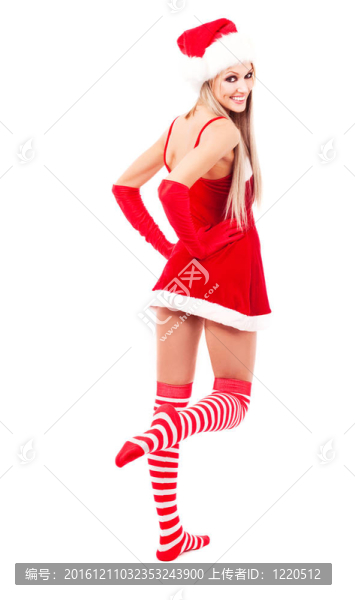 女人打扮成Santa