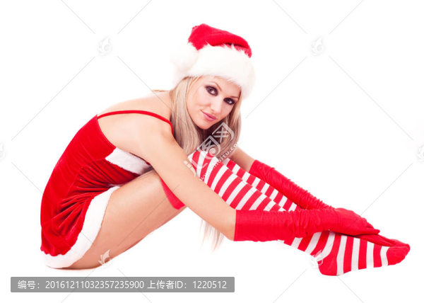 女人打扮成Santa