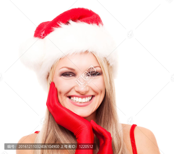女人打扮成Santa