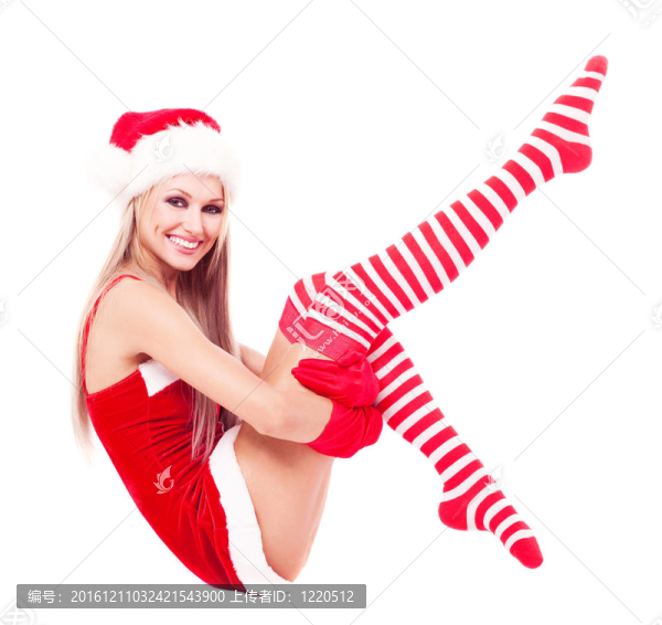 女人打扮成Santa
