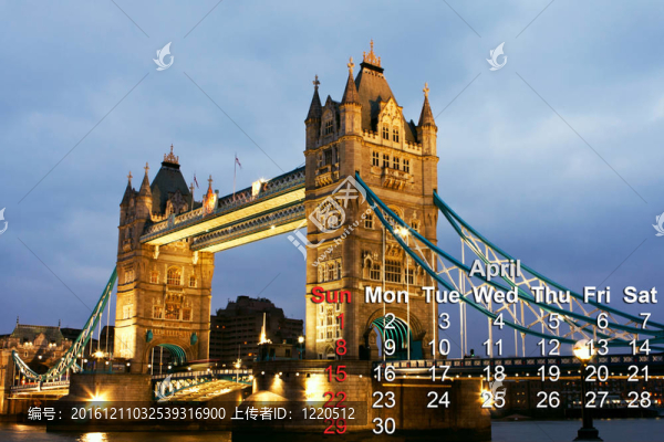 夜間塔橋；倫敦；英國