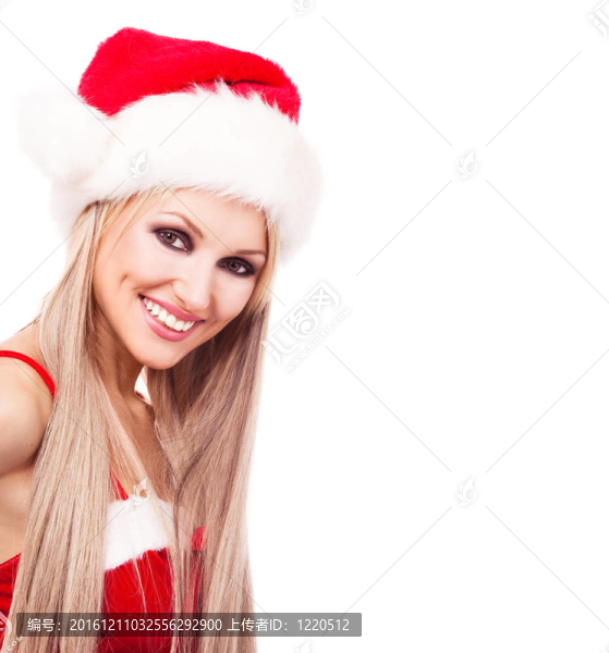 女人打扮成Santa