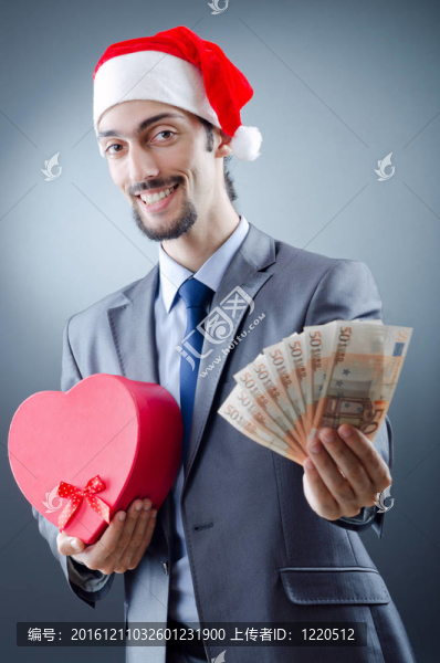Santa與歐元紙幣