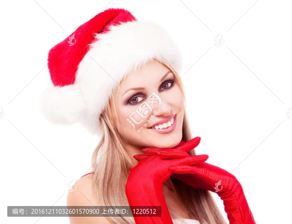 女人打扮成Santa