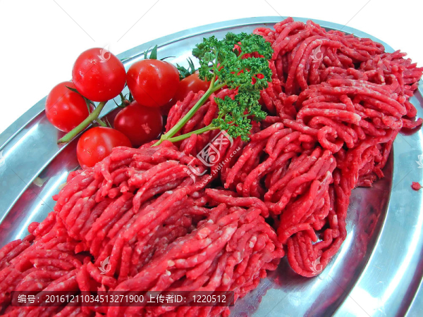 新鮮肉和番茄盤
