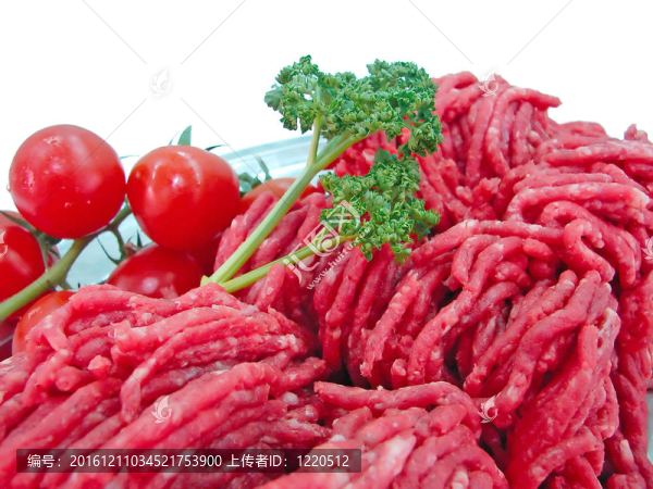 新鮮肉和番茄盤