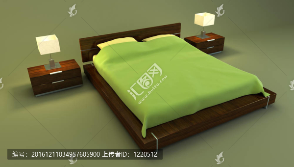 紅色臥室室內(nèi)3D渲染