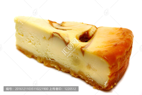 在白色背景的美食片芝士蛋糕