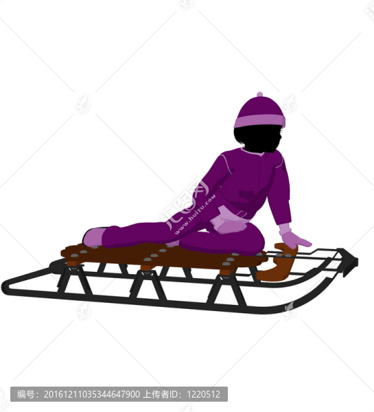 雪橇上的女孩剪影