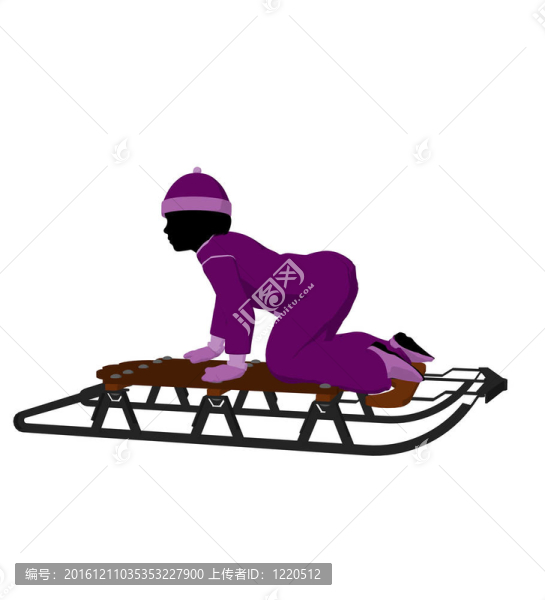 雪橇上的女孩剪影