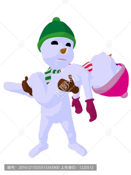雪孩子和snowgirl對插畫藝術(shù)的剪影