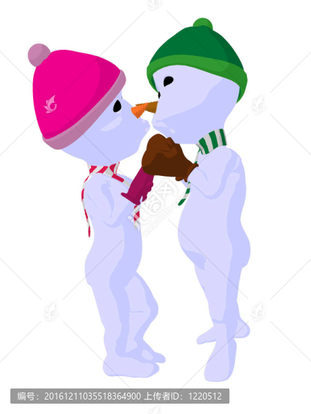 雪孩子和snowgirl對插畫藝術(shù)的剪影