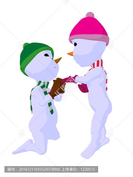 雪孩子和snowgirl對(duì)插畫(huà)藝術(shù)的剪影