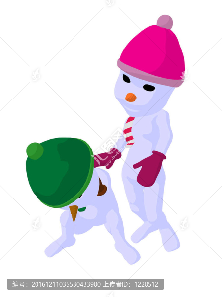 雪孩子和snowgirl對插畫藝術(shù)的剪影