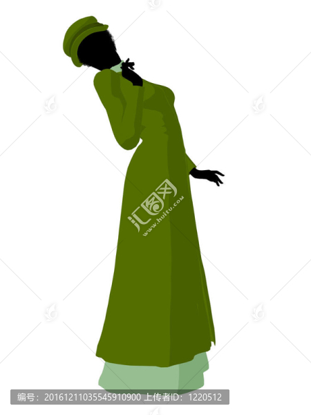 非洲裔維多利亞女性插畫剪影