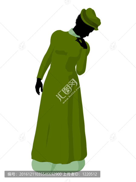 非洲裔維多利亞女性插畫剪影
