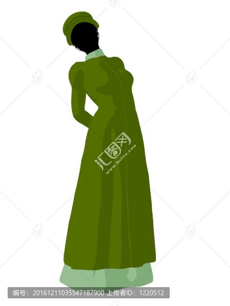 非洲裔維多利亞女性插畫剪影