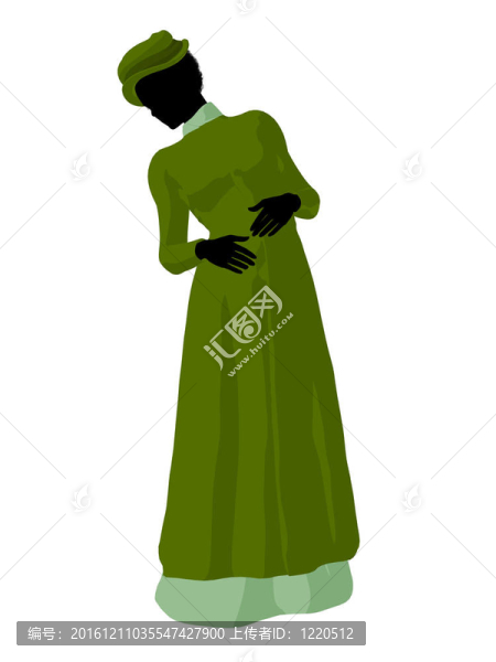 非洲裔維多利亞女性插畫剪影