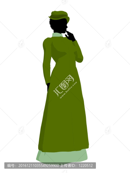 非洲裔維多利亞女性插畫剪影