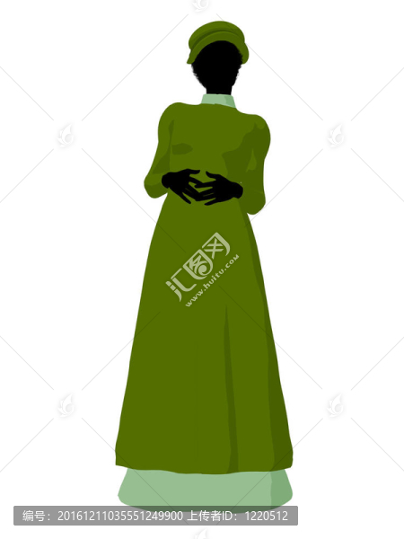非洲裔維多利亞女性插畫剪影