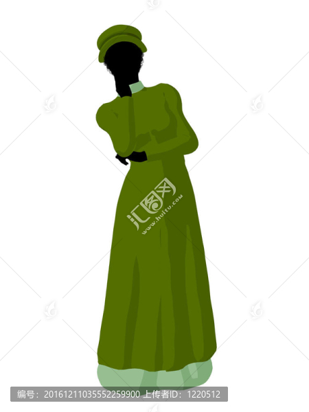 非洲裔維多利亞女性插畫剪影