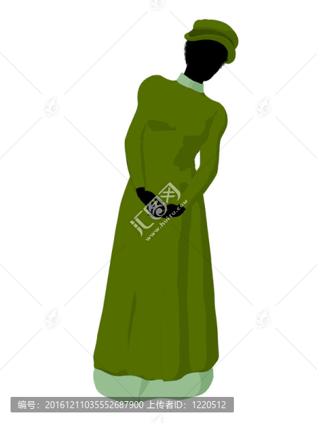 非洲裔維多利亞女性插畫剪影