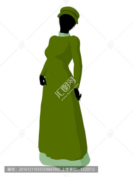 非洲裔維多利亞女性插畫剪影