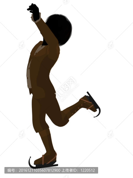 維多利亞男孩滑冰插圖剪影