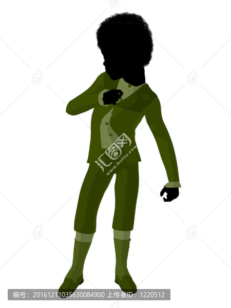 非洲裔維多利亞男孩插畫剪影
