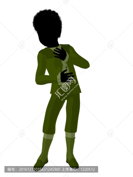 非洲裔維多利亞男孩插畫剪影